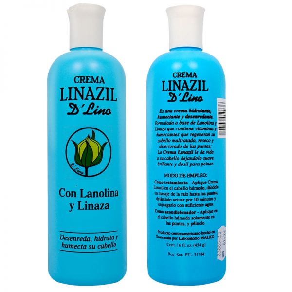 Linazil Crema Desenredante Lanolina Y Linaza  16 Onz.